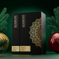 Новогодний подарочный премиум набор Black Tea, (чай 100 г + шоколад 100 г)