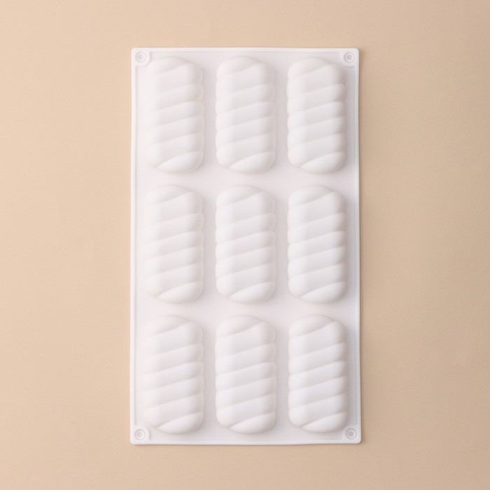 Форма для муссовых десертов и выпечки KONFINETTA «Корде», 30×17,5×2 см, 9 ячеек (9×4,5 см), цвет белый Форма для муссовых десертов и выпечки KONFINETTA «Корде», 30×17,5×2 см, 9 ячеек (9×4,5 см), цвет белый