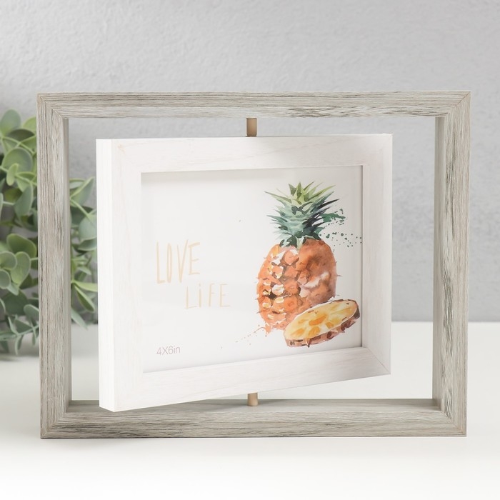 Фоторамка МДФ на 2 фото 10х15 см Фоторамка МДФ на 2 фото 10х15 см "Вертушка двусторонняя" серо-голубая 21,5х3х16,3 см