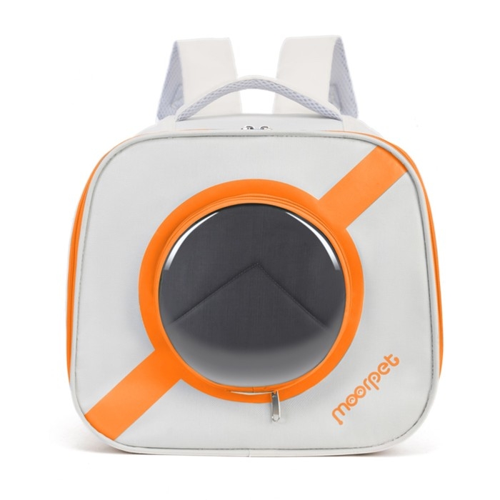Рюкзак-переноска для кошек и собак, оксфорд + пвх, 35 х 23 х 30 см, белый/оранжевый Рюкзак-переноска для кошек и собак, оксфорд + пвх, 35 х 23 х 30 см, белый/оранжевый