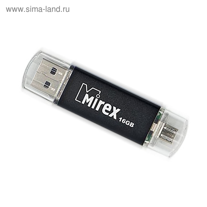 Флешка Mirex SMART BLACK, 16 Гб, USB2.0, USB/microUSB, чт до 25 Мб/с, зап до 15 Мб/с, черная Флешка Mirex SMART BLACK, 16 Гб, USB2.0, USB/microUSB, чт до 25 Мб/с, зап до 15 Мб/с, черная