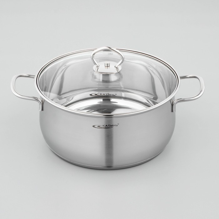 Кастрюля «Лира», 5,2 л, d=24 см, капсульное дно, стеклянная крышка, индукция Кастрюля «Лира», 5,2 л, d=24 см, капсульное дно, стеклянная крышка, индукция