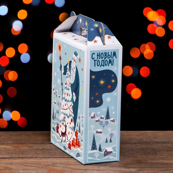 Подарочная коробка Подарочная коробка "Фантазия" в зеленом 16,8 х 7 х 25 см. Новый год