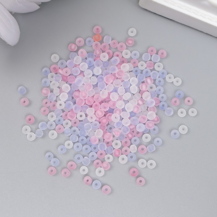 Бисер стекло 8/0  Бисер стекло 8/0 "Матовый полупрозрачный. Меланж розово-сиреневый" 10 гр