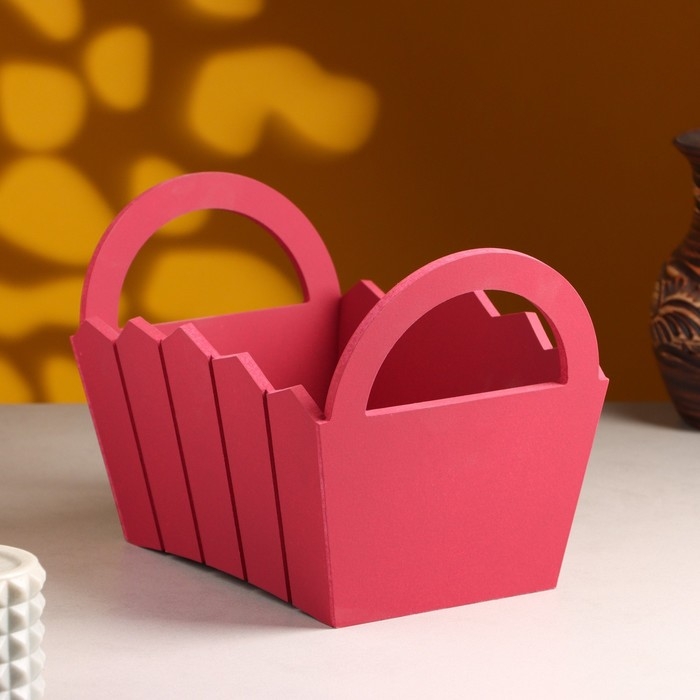 Кашпо деревянное 25×16×17 см "Мария", ручки боковые, МДФ, Бордо