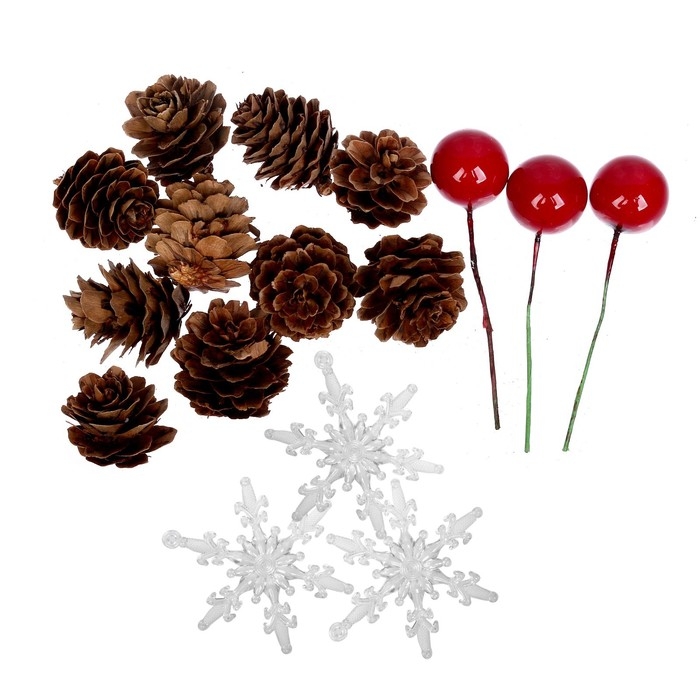 Набор новогоднего декора «Шишки со снежинками» Набор новогоднего декора «Шишки со снежинками»