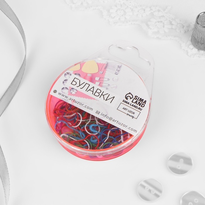 Булавки с круглым концом, 22 мм, 100 шт, цвет разноцветный Булавки с круглым концом, 22 мм, 100 шт, цвет разноцветный