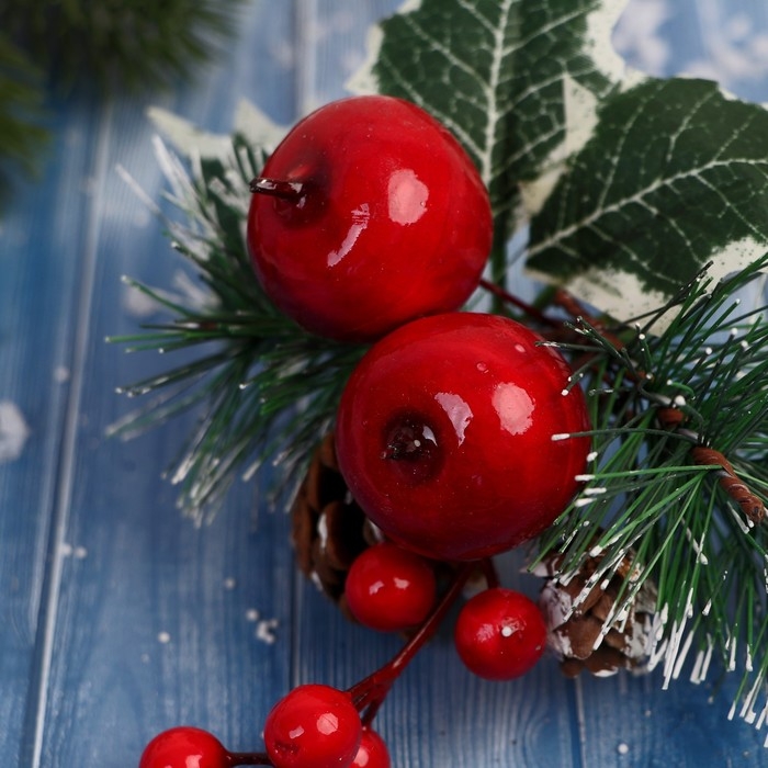 Декор  Декор "Зимние грезы" яблоки снежные еловые веточки шишки, 16 см