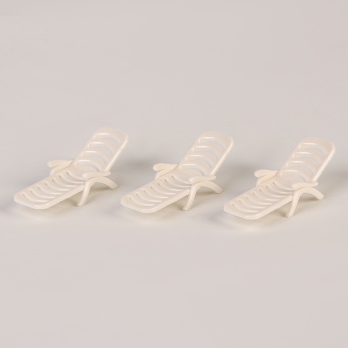 Миниатюра кукольная «Шезлонг», набор 3 шт., размер 1 шт. — 1,5 × 5 × 2 см