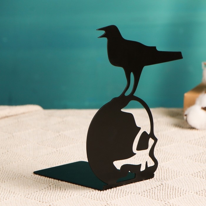 Держатель-подставка для книг  Держатель-подставка для книг "Ворон на черепе", черный, 1шт