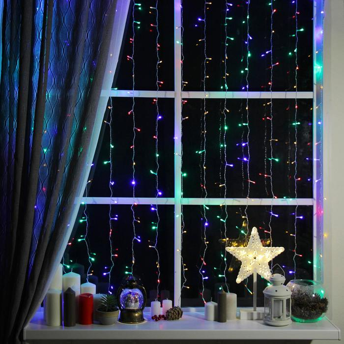 Гирлянда «Занавес» 2 × 1.5 м, IP20, прозрачная нить, 360 LED, свечение мульти, 8 режимов, 220 В Гирлянда «Занавес» 2 × 1.5 м, IP20, прозрачная нить, 360 LED, свечение мульти, 8 режимов, 220 В