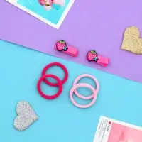 Набор для волос "Крохотуля" (4 резинки, 2 зажима 3,5 см) клубничка, розовый