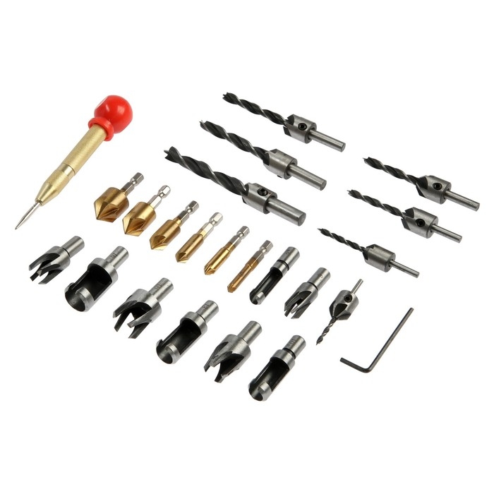 Набор сверл с зенковкой ТУНДРА, шестигранные и круглые хвостовики, 23 шт. Набор сверл с зенковкой ТУНДРА, шестигранные и круглые хвостовики, 23 шт.