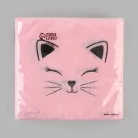 Салфетки бумажные однослойные &laquo;Кошечка&raquo;, 24&times;24 см, в наборе 20 шт.