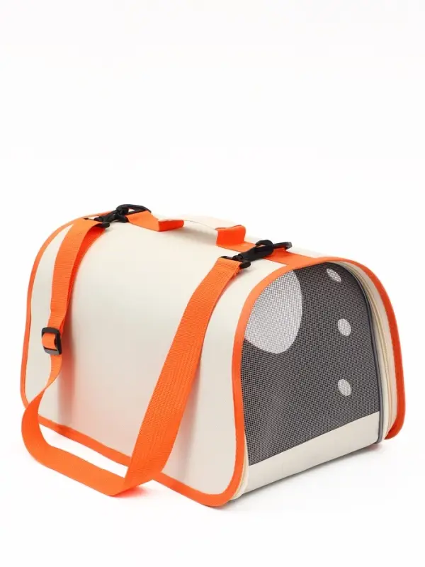Сумка - переноска каркасная &laquo;Кошачий вид&raquo;, 41&times;27&times;25 см, белая, оранжевая