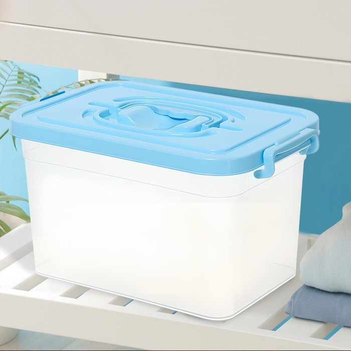 Контейнер для хранения с крышкой, 6,5 л, цвет голубой Контейнер для хранения с крышкой, 6,5 л, цвет голубой