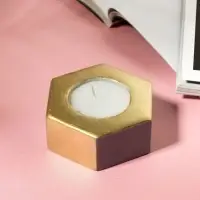 Свеча в подсвечнике &laquo;Серый и золотой&raquo;