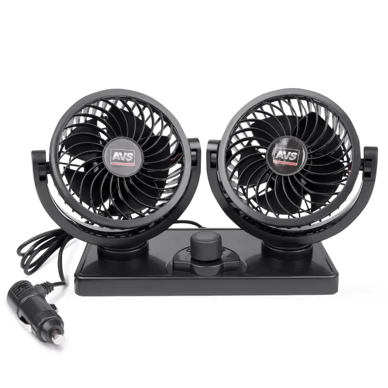 Вентилятор автомобильный двойной AVS 8098 12B 4" (корпус: пластик, цвет: чёрный)