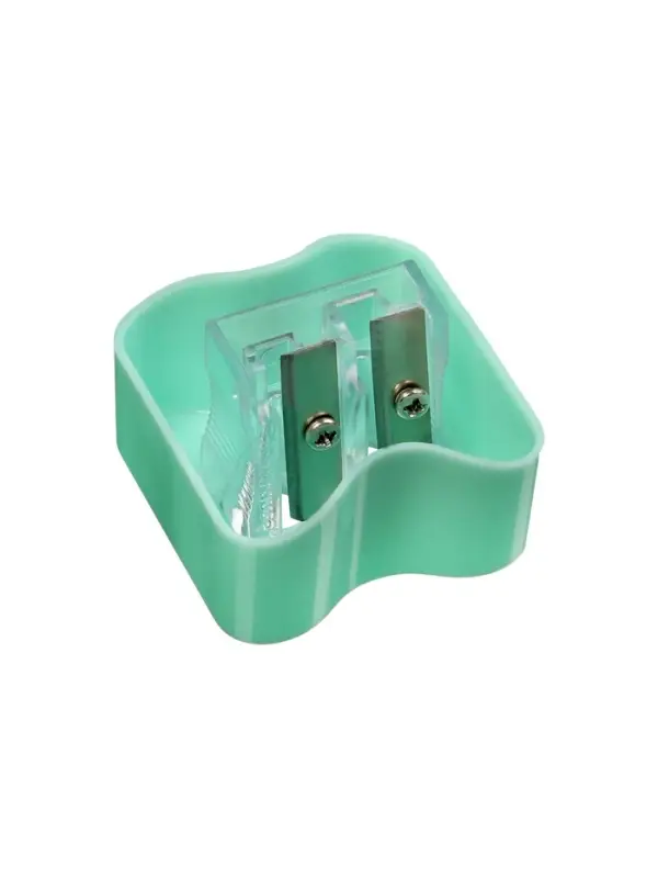 Точилка ErichKrause Wave Duo Pastel Bloom, 2 отверстия, с контейнером, МИКС