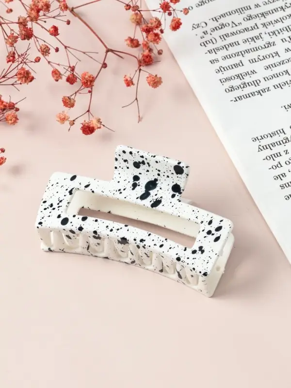 Крабик для волос &laquo;Пелагея&raquo;, прямой, 8.5 см, белый, чёрный