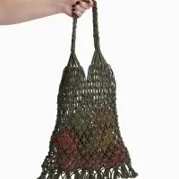 Сумка пляжная, плетёная, клетка 3.5 см, зелёная