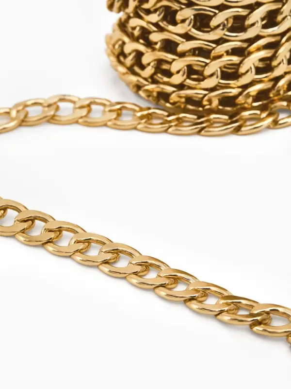 Цепочка с крупными звеньями без карабина на бобине, 13х8,5 мм, L=3м, цвет золото