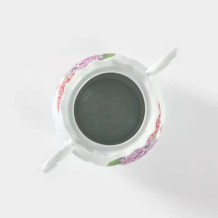 Сахарница Добрушский завод &laquo;Сирень&raquo;, 550 мл, с крышкой, фарфор, белая