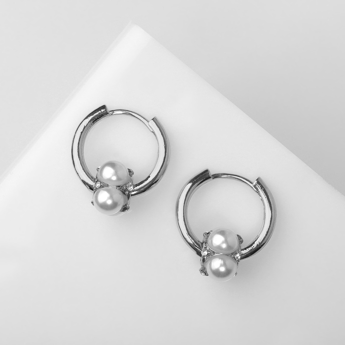 Серьги с жемчугом &laquo;Бусина&raquo; миниатюрность, цвет серебро