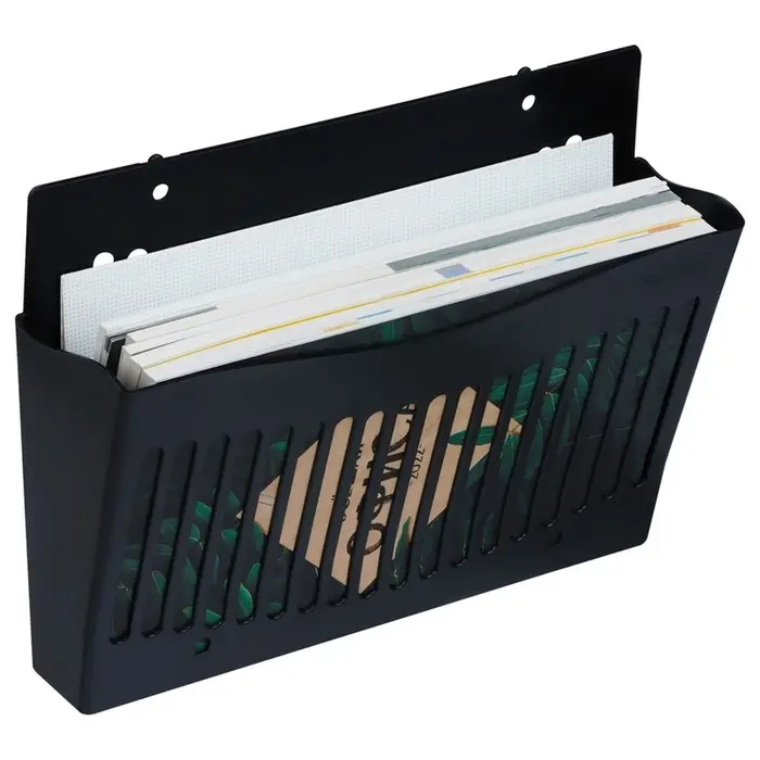 Лоток для бумаг Стамм, А4, настенный, пластиковый, 1 отделение, чёрный, 26&times;10&times;34 см