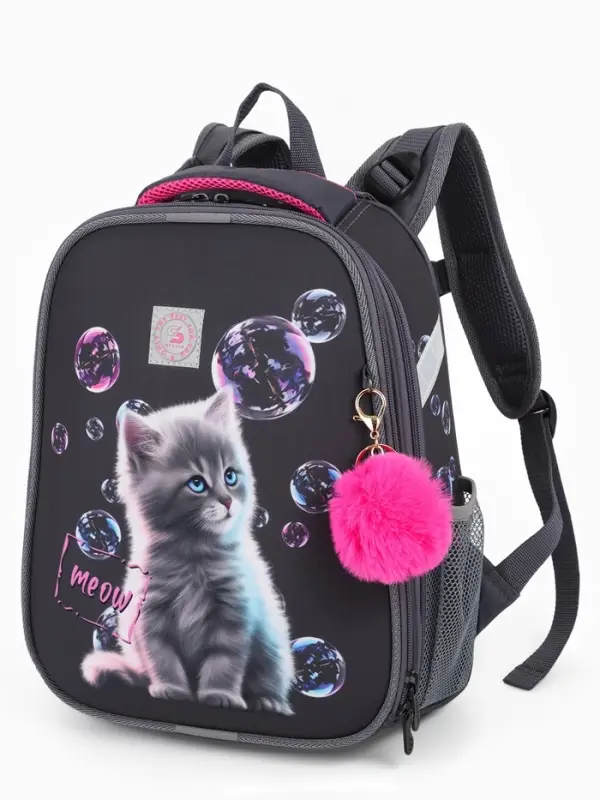 Рюкзак школьный для девочки &laquo;Пузырики&raquo;, Stavia, эргономичная спинка, 30&times;16&times;38 см, серый