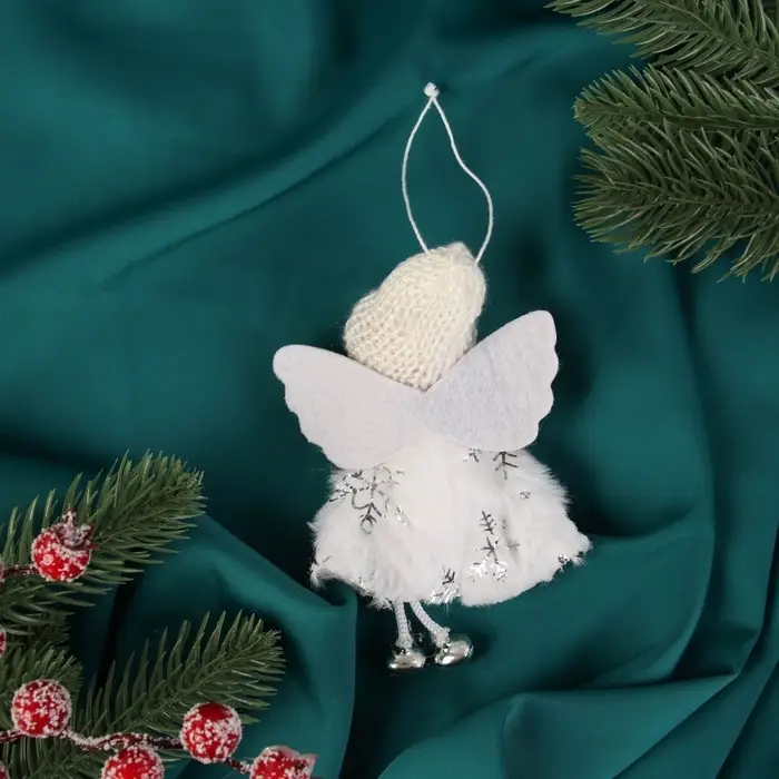 Мягкая подвеска Мягкая подвеска "Алиса" снежинки, 13х6 см, бело-золотой