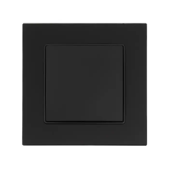 Выключатель проходной TOT Glossy Glass, 10 А, 1 клавиша, скрытый монтаж, стеклянная рамка, чёрный