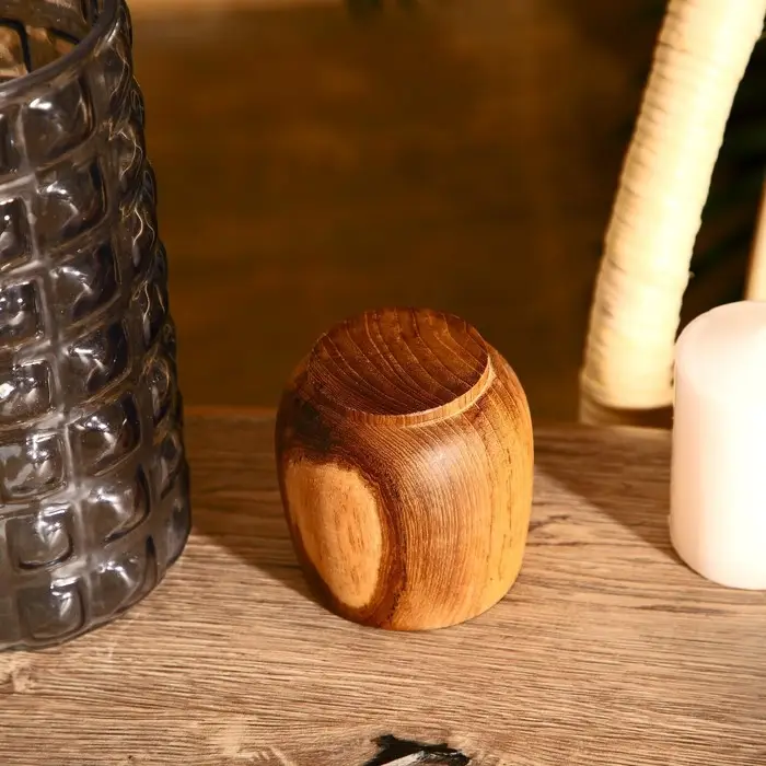 Стакан, 8×8×8 см, тиковое дерево