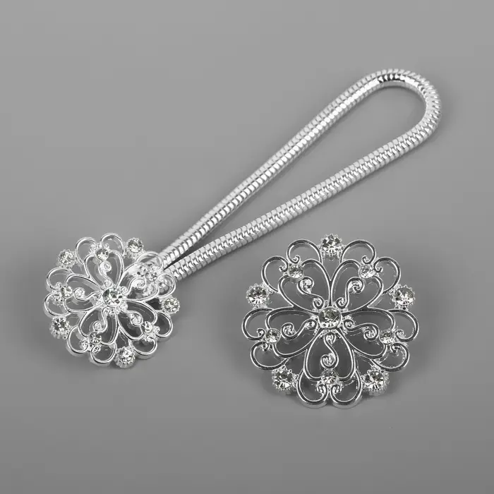 Декоративная застёжка &laquo;Круг&raquo;, 9.5&times;3 см, цвет серебряный