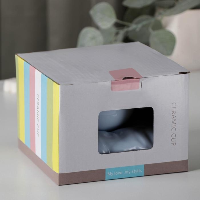 Чайная пара керамическая с ложкой «Зефирка», 2 предмета: чашка 250 мл, блюдце d=13 см, цвет голубой Чайная пара керамическая с ложкой «Зефирка», 2 предмета: чашка 250 мл, блюдце d=13 см, цвет голубой