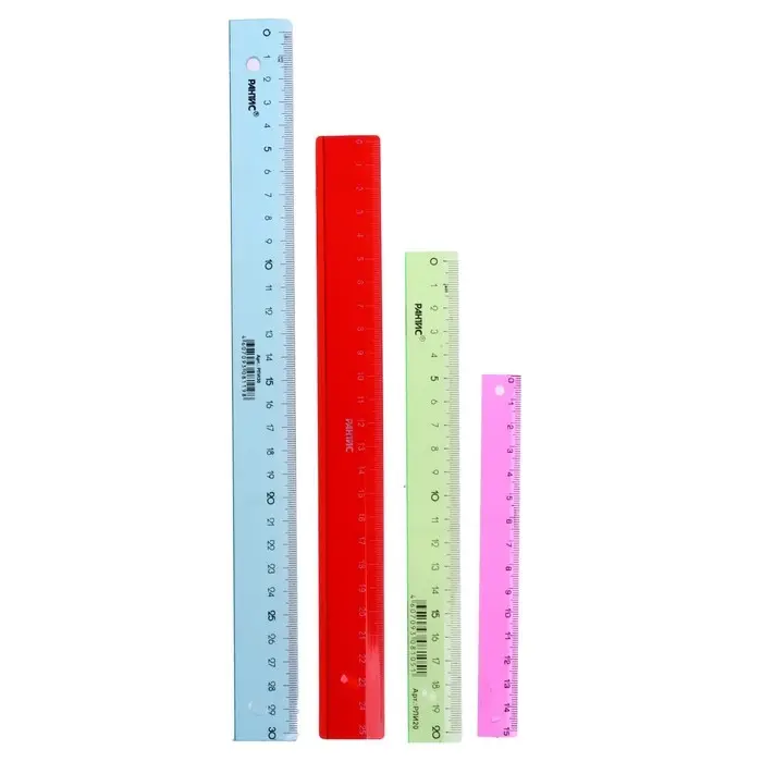 Набор пластиковых линеек Calligrata, 4 штуки (15, 20, 25 и 30 см), прозрачные, МИКС