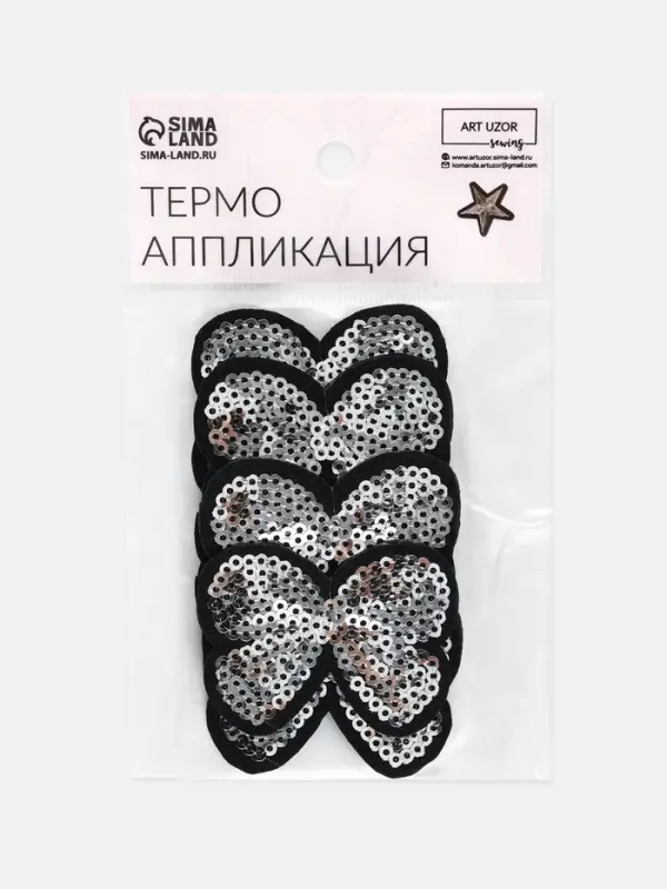 Термоаппликация «Бантик», с пайетками, 5.2×4 см, цвет серебряный