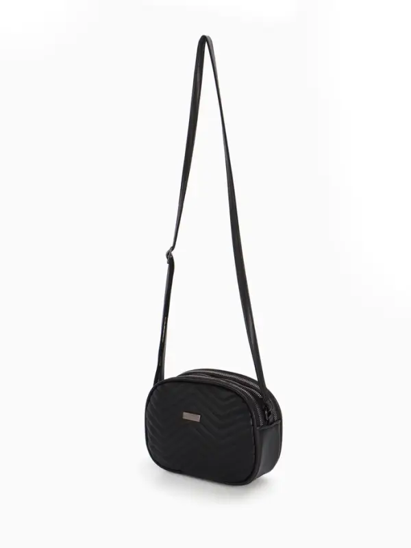Сумка женская кросс-боди на молнии, 19&times;7&times;15 см, чёрная