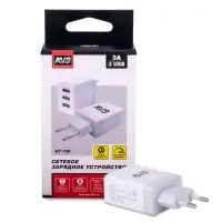 USB сетевое зарядное устройство AVS 3 порта UT-730 (QC 3.0, 3A)