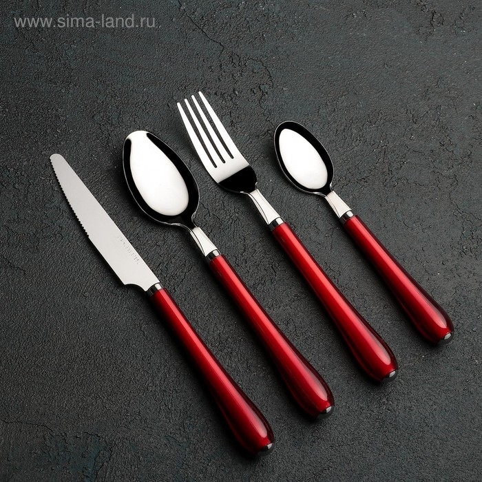 Набор столовых приборов из нержавеющей стали Доляна «Леденцы», 4 предмета, цвет МИКС Набор столовых приборов из нержавеющей стали Доляна «Леденцы», 4 предмета, цвет МИКС