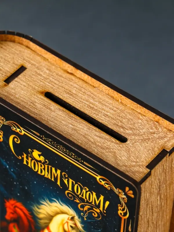 Новогодняя копилка-шкатулка "Тройка лошадей" 14х12х5 см