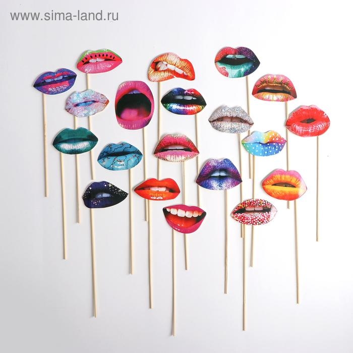 Карнавальный набор для фотосессии «Губы», 20 предметов Карнавальный набор для фотосессии «Губы», 20 предметов