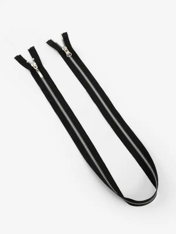 Молния металлическая, №5, 2 замка, разъёмная, замки автомат, 80 см, чёрный