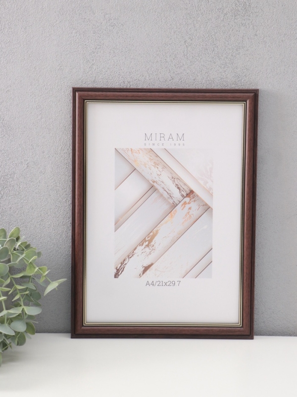 Фоторамка пластик Фоторамка пластик "МИРАМ" 21х29,7 см (A4), коричневый