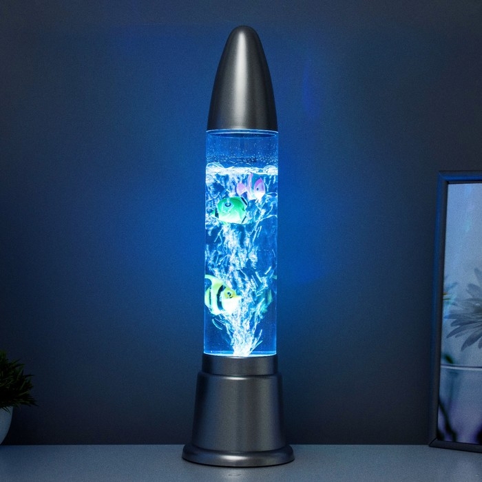 Светильник  Светильник "Аквариум" LED RGB, лава, серебро 12x12x50 см