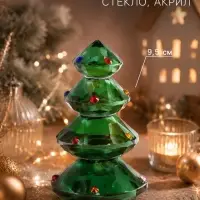 Фигурка стеклянная, 6&times;6&times;9.5 см, зелёная