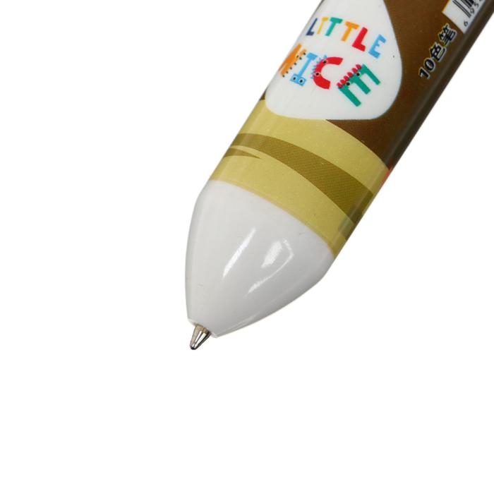 Ручка шариковая автоматическая 10-ти цветная, Ручка шариковая автоматическая 10-ти цветная, "Динозавр", цвет коричневый, в пакете