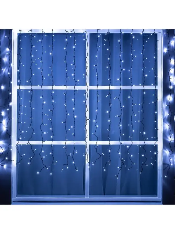 Гирлянда &laquo;Занавес&raquo; 2&times;1.5 м, IP44, УМС, тёмная нить, 360 LED, свечение белое, 220 В