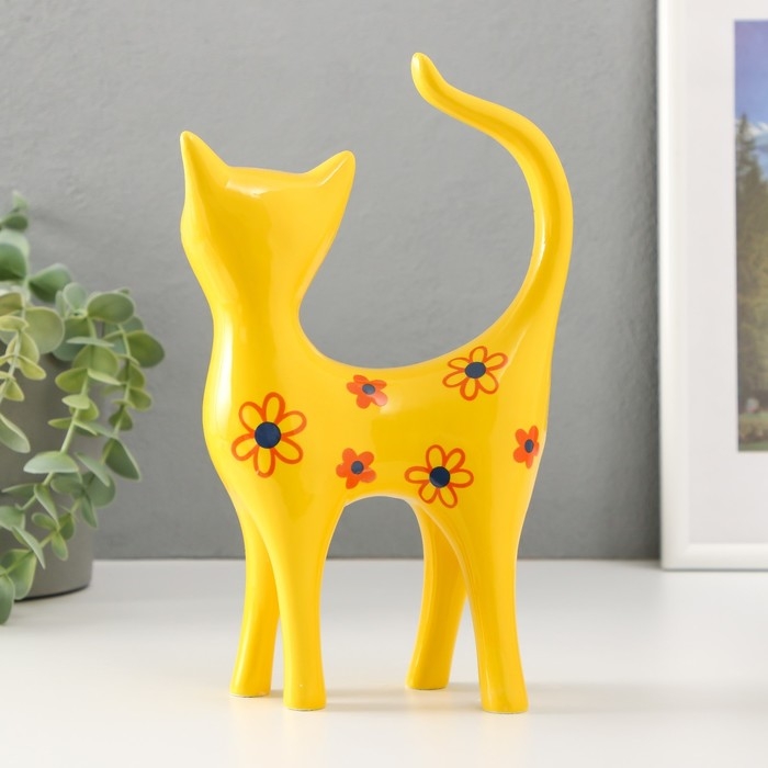Сувенир керамика Сувенир керамика "Жёлтый кот в цветочках" 14,5х6,5х23,5 см