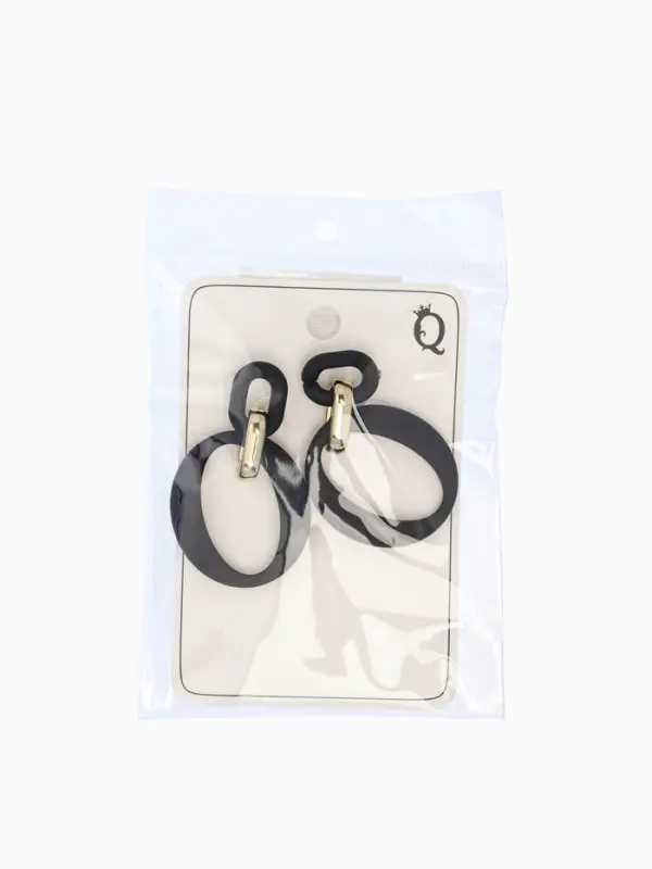 Серьги металл &laquo;Цепь&raquo;, кольцо и овал, 3 звена, золотисто-чёрные
